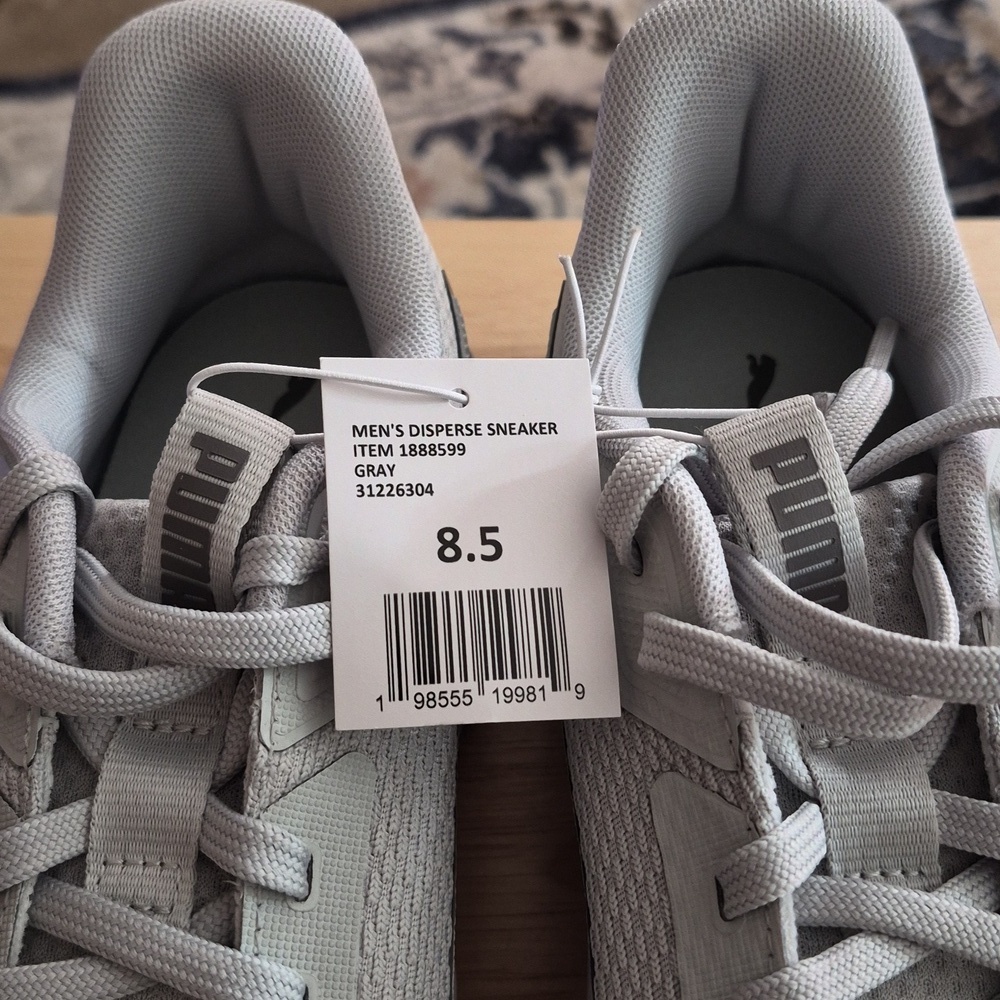 Men's Puma Light Gray Mesh Athletic Sneakers with Black Logo - Picture 5 of 10